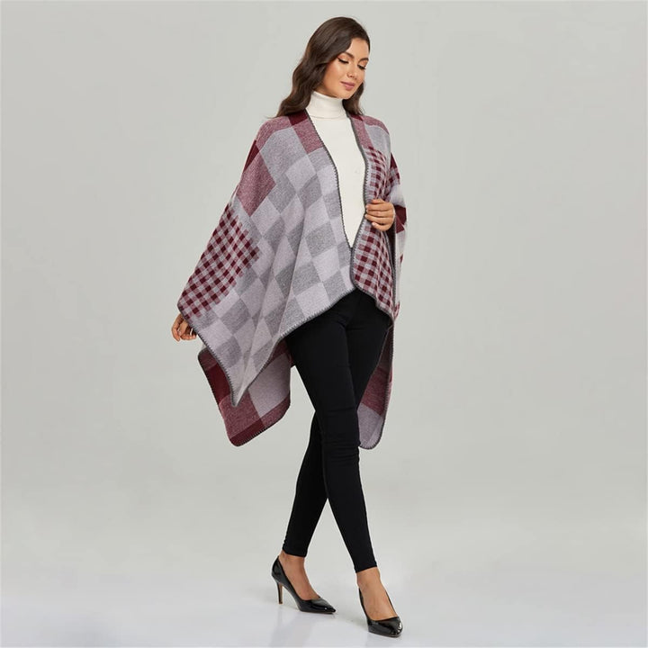 Damen Herbst/Winter Poncho mit Quaste, 130 * 150CM Warm Poncho-Schal Überwurf Strick Cape Elegant Um