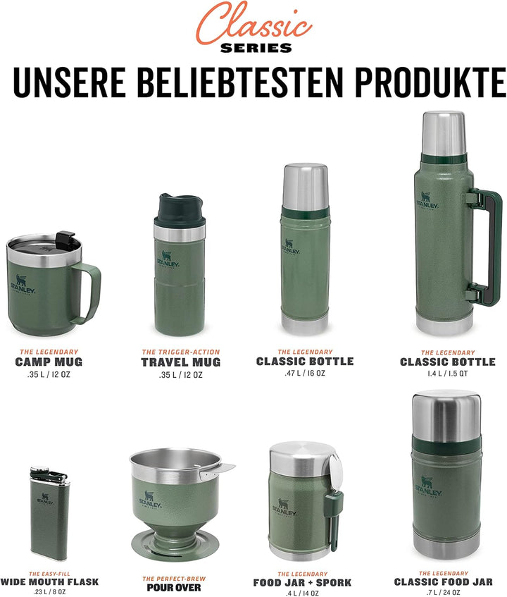 Stanley Classic Legendary Bottle Thermoskanne 1L - Hält 24 Stunden heiss/Kalt - Edelstahl Thermosfla