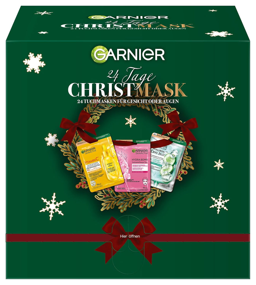 Garnier Tuchmasken Adventskalender: 24 Tage Beauty-Verwöhnung mit feuchtigkeitsspendenden Gesichts-