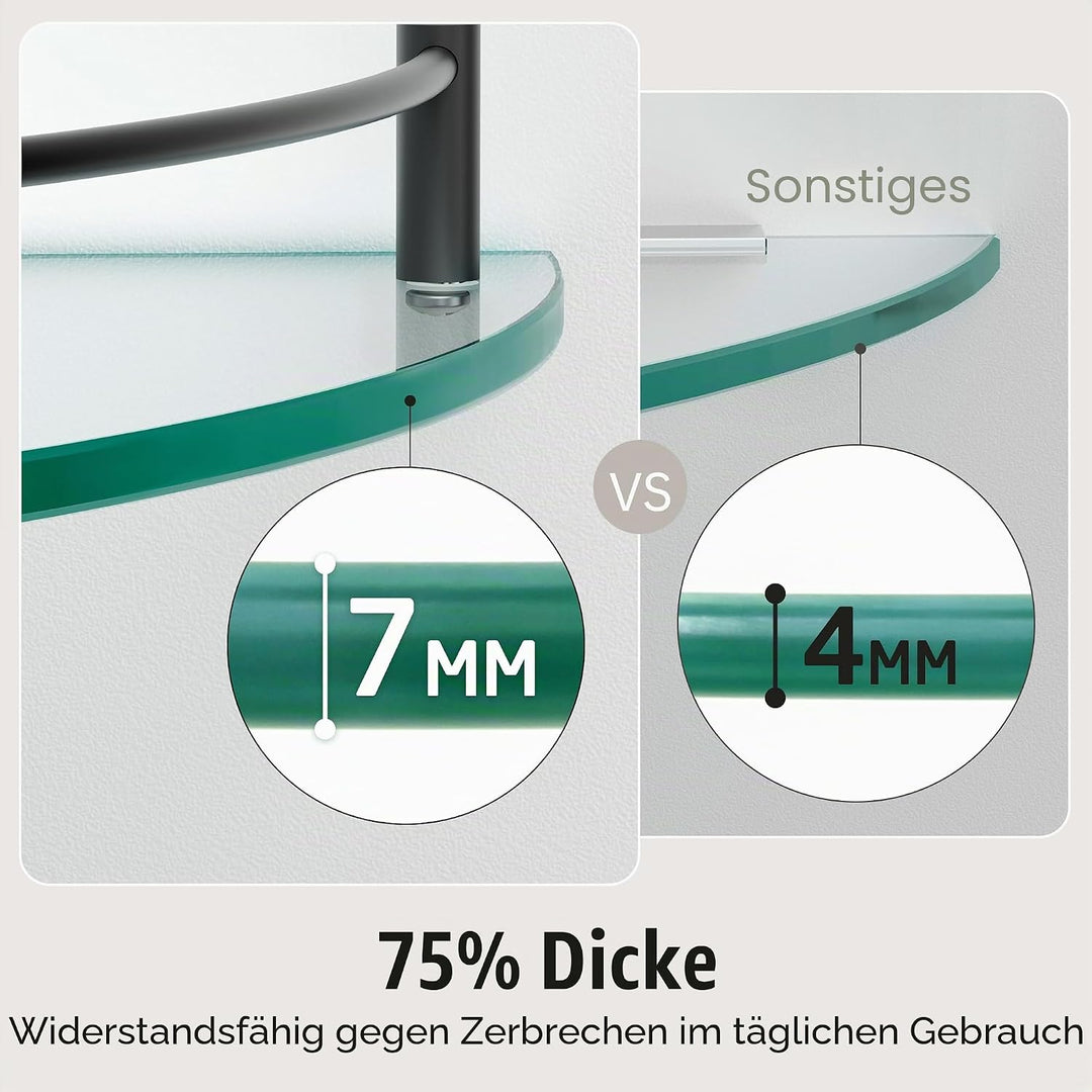 KES Glasregal Duschregal Duschablage Regal Glas Badezimmer Wandregal SUS304 Edelstahl 7MM Badregal D
