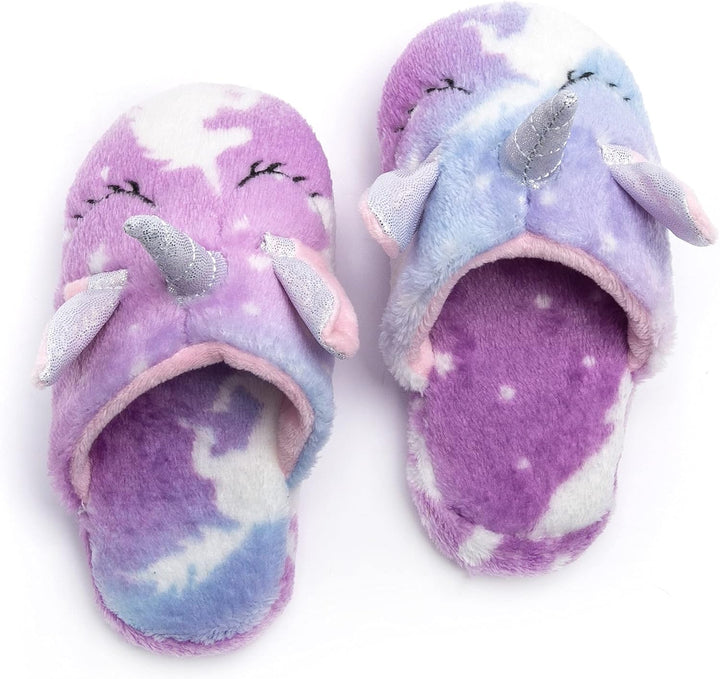 Weicher Einhorn-Bademantel mit Kapuze für Mädchen mit Einhorn-Pantoffeln, Augenbinde und Stirnband -