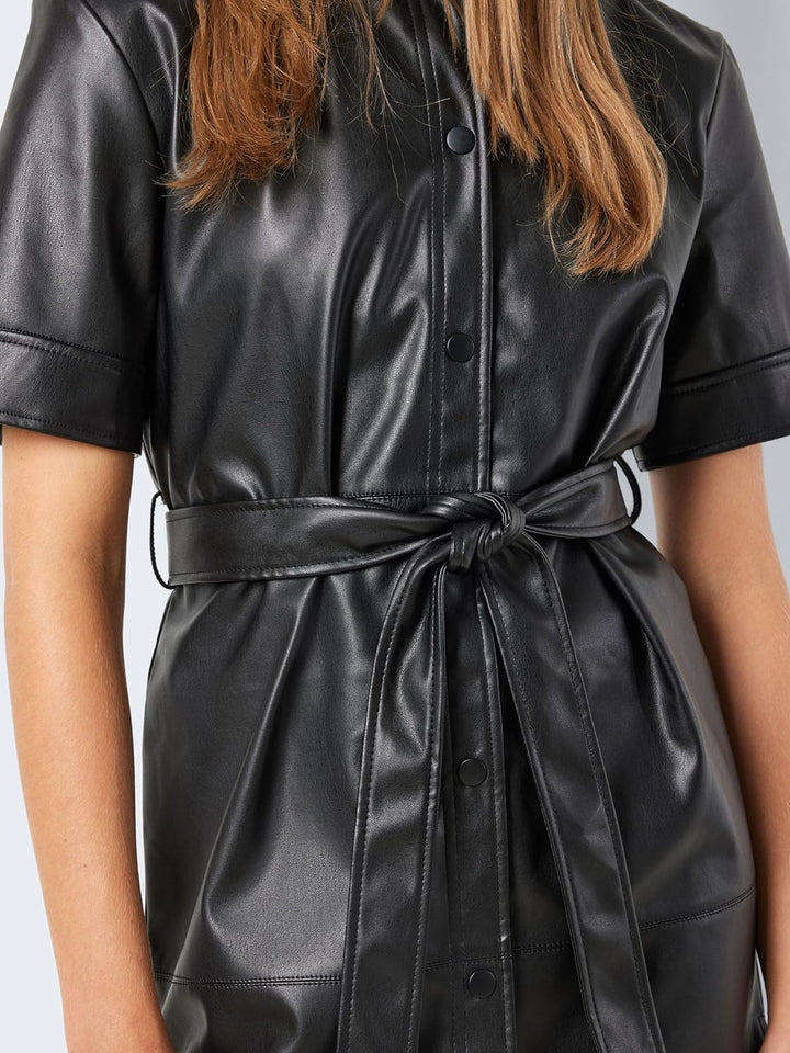 MAMALICIOUS Damen Nmandy Pu 2/4 Shirtdress Noos S Schwarz, S Schwarz