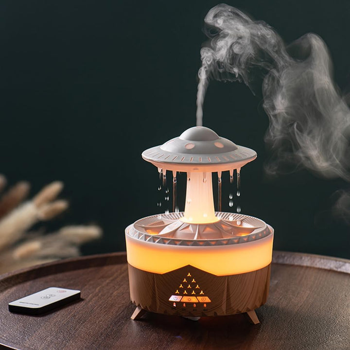 ThreeH UFO Design äTherische öLe Diffuser & Luftbefeuchter mit Regentropfen Effekt 7 Farben Licht fü