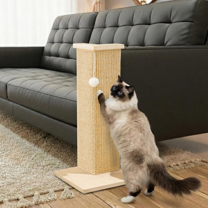 PETKARAY Eck-Kratzbrett für Katzen, 56 cm Hoher Kratzpfosten für Sofa und Wand, Sisal Kratzmatte, Mö