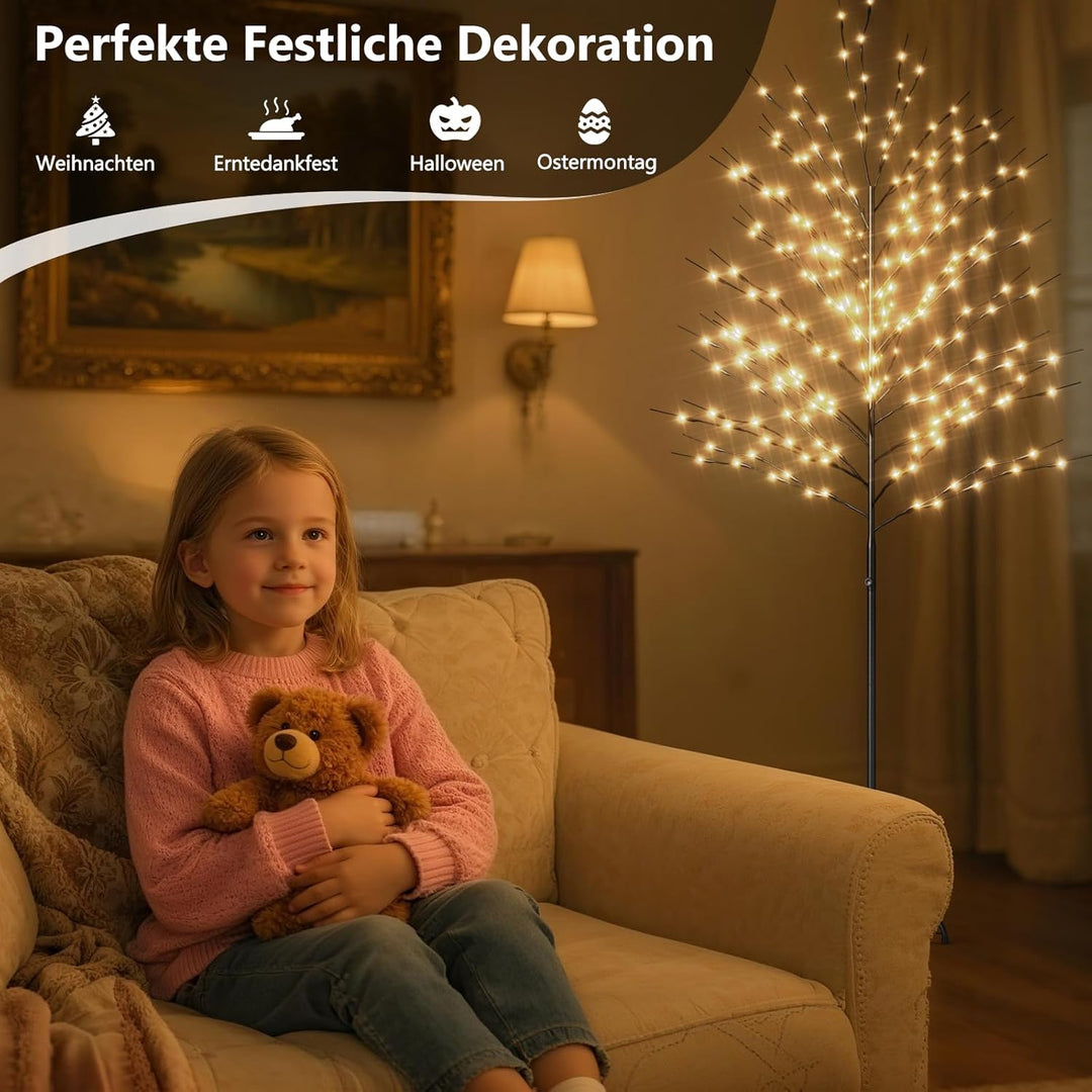 SUNYRISY 210cm LED Baum Lichter für Weihnachtsdeko Innen/Aussen, Metall LED Weihnachtsbaum für Wohnz