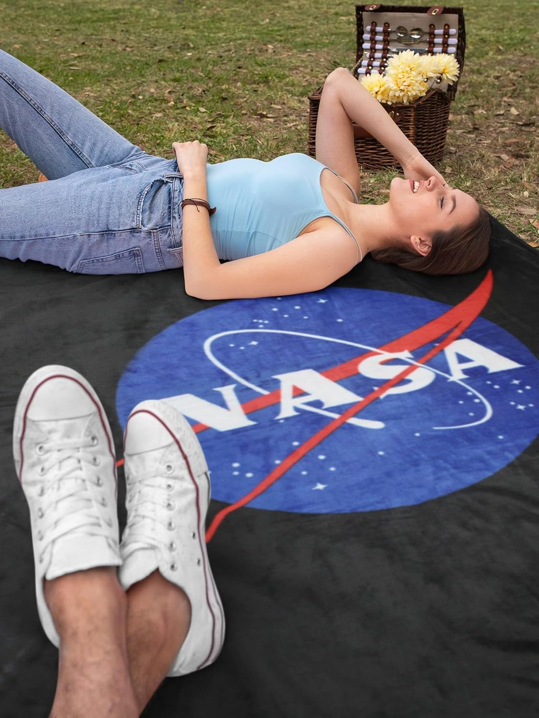 INTIMO NASA Meatball Logo Super Soft and Cuddly Plush Fleece Throw Blanket 48" x 60" (152cm x122cm)