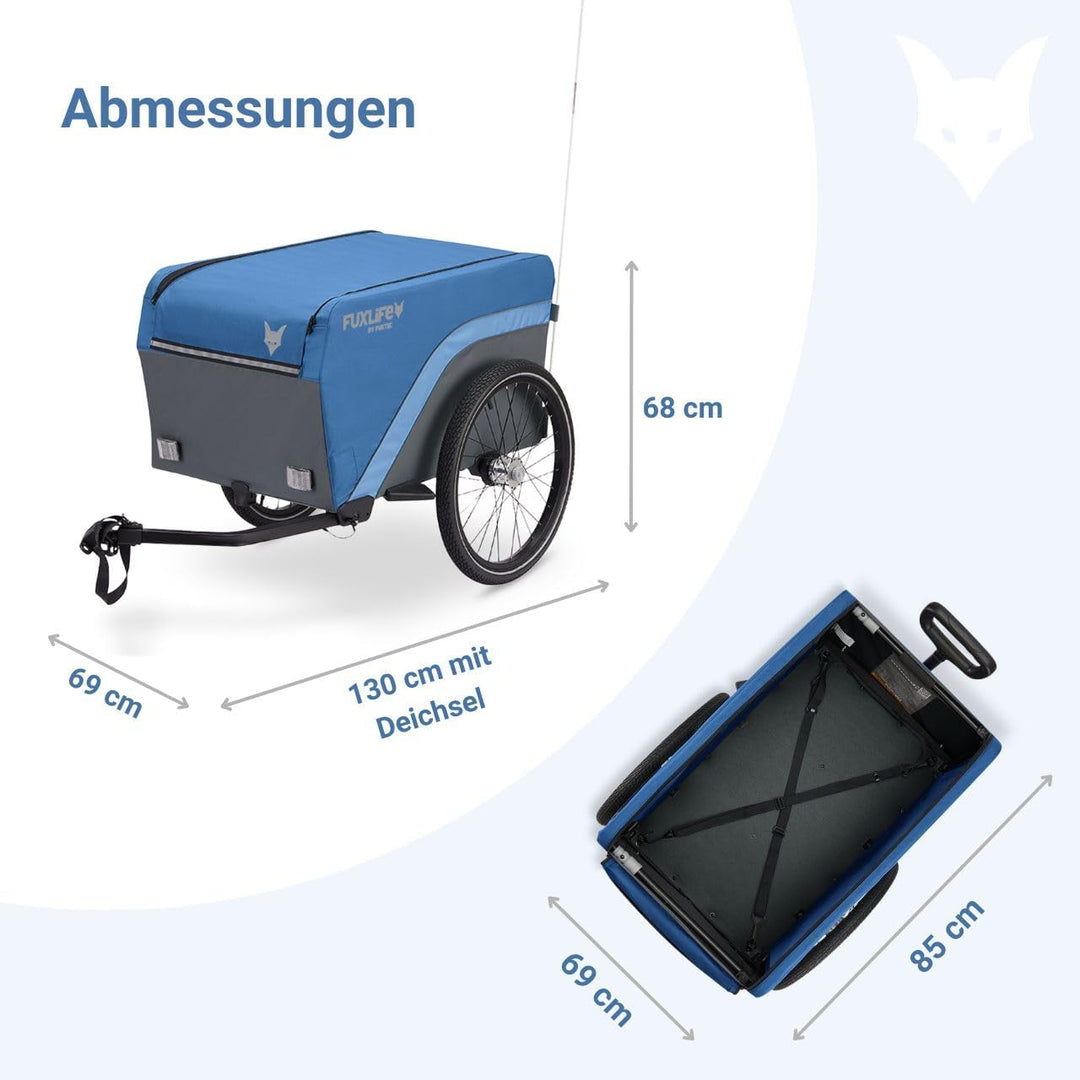 Fahrradanhänger FX-LA120 blau • 2-in-1 faltbar • 120L Lastenanhänger mit 47,8kg Zuladung • 120L Pack