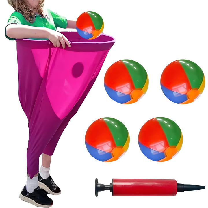 6 Stück Oma Hosen Spiel Outdoor Spiele Kinder, Granny Pants Spiel mit 4 Hüpfbälle 1 Pumps, Wurfspiel