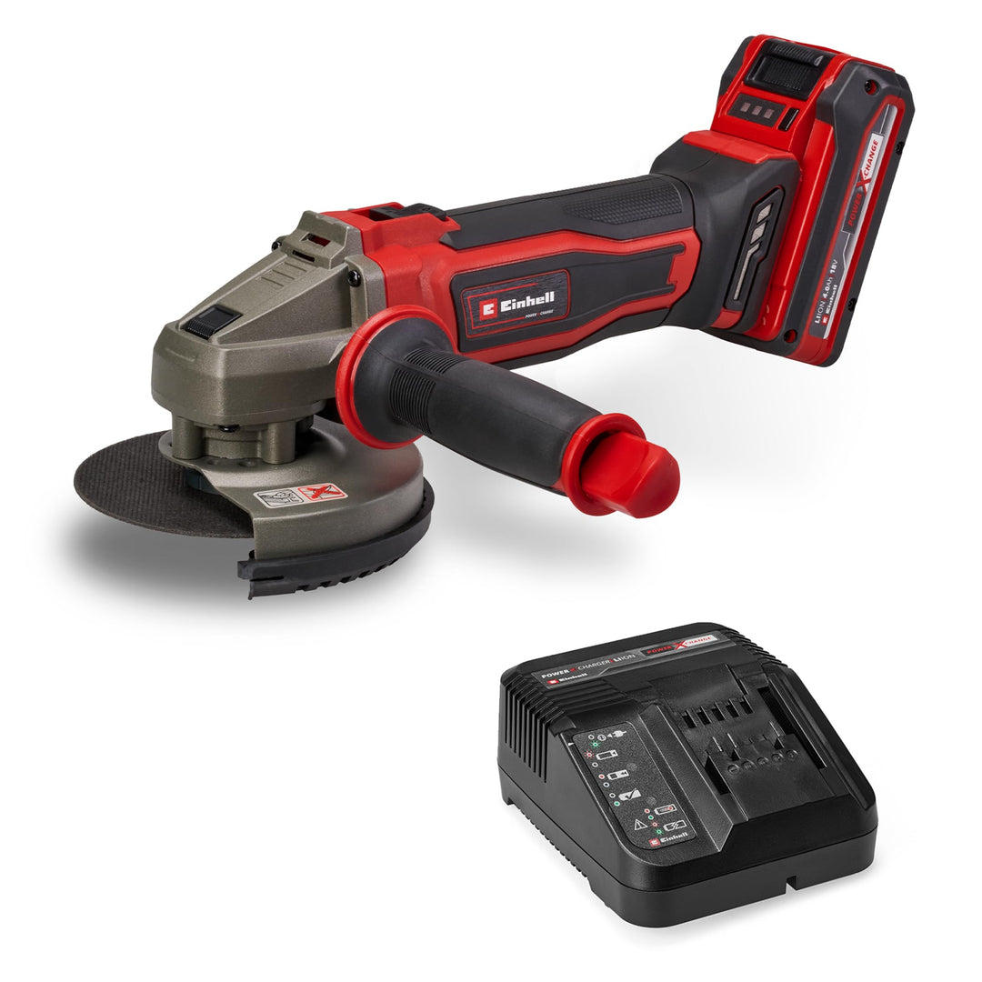 Einhell Akku-Winkelschleifer TE-AG 18/125-2 Li (1x 4,0 Ah) Power X-Change (18 V, 125 mm Scheiben-Ø,