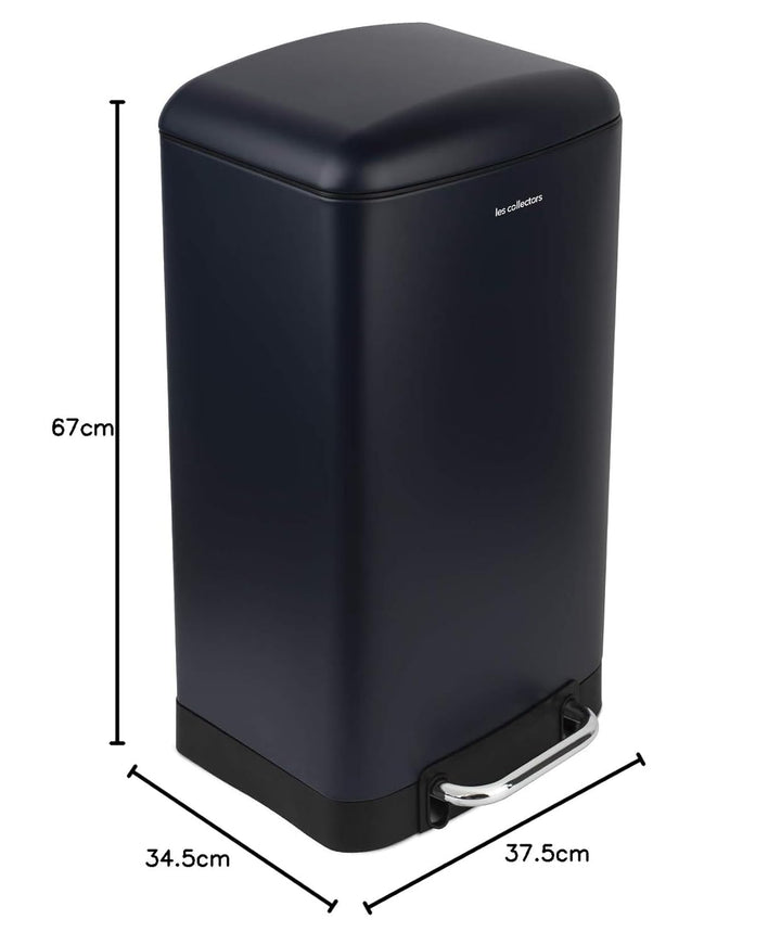 Les Collectors Tret-Mülleimer N°871 / Edelstahl/dunkelblau, 40 L/rechteckig und praktisch, Metall, D