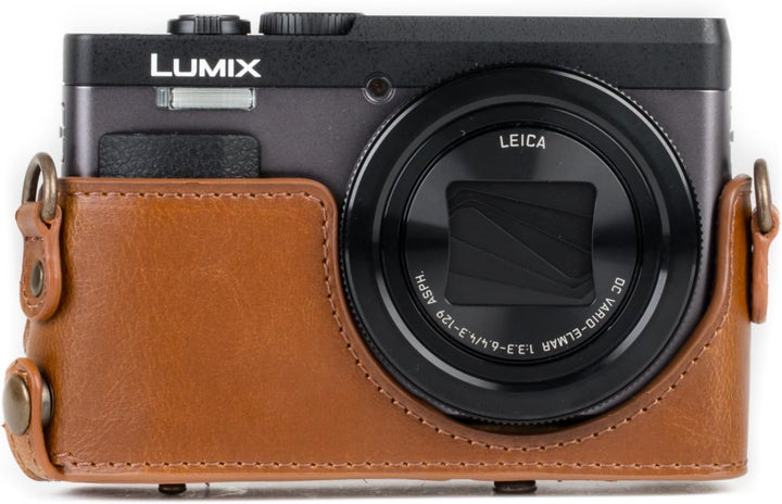 MegaGear MG1260 Panasonic Lumix DC-TZ95, DC-TZ90 Ever Ready Leder Kamera-Case mit Trageriemen - Hell