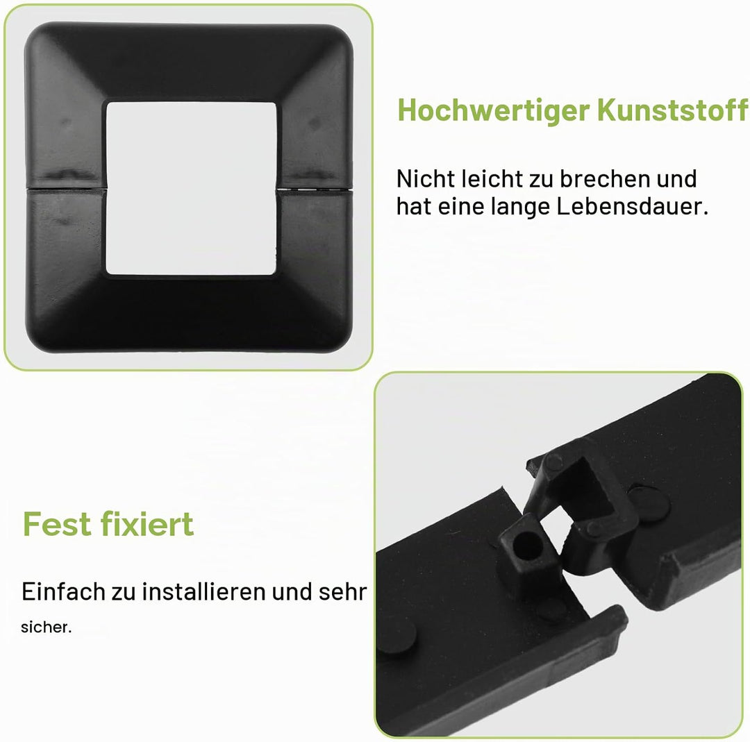 Pfostenbasisabdeckung, 4 Stück, 60 x 60 mm, Kunststoff-Pfostensockel-Abdeckplatten, dekorative getei