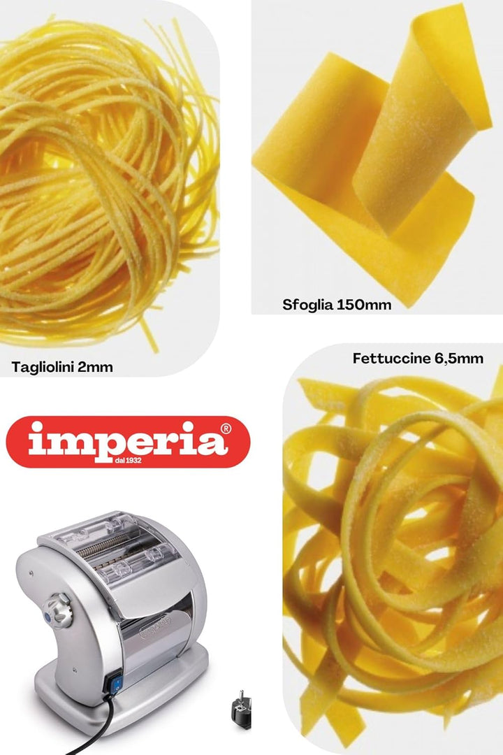 Imperia Pastapresto. Elektrische Nudelmaschine 100% Made in Italy. Frischpastamaschine aus Stahl mit