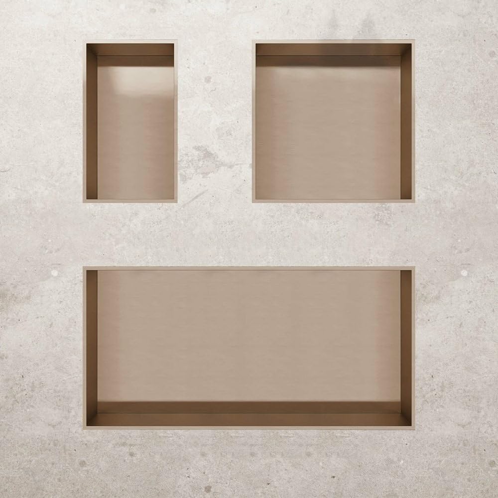 ALONI Wandnische Edelstahl Kupfer gebürstet rostfrei 30,5x30,5x10 cm - Einbau-Duschnische Badezimmer