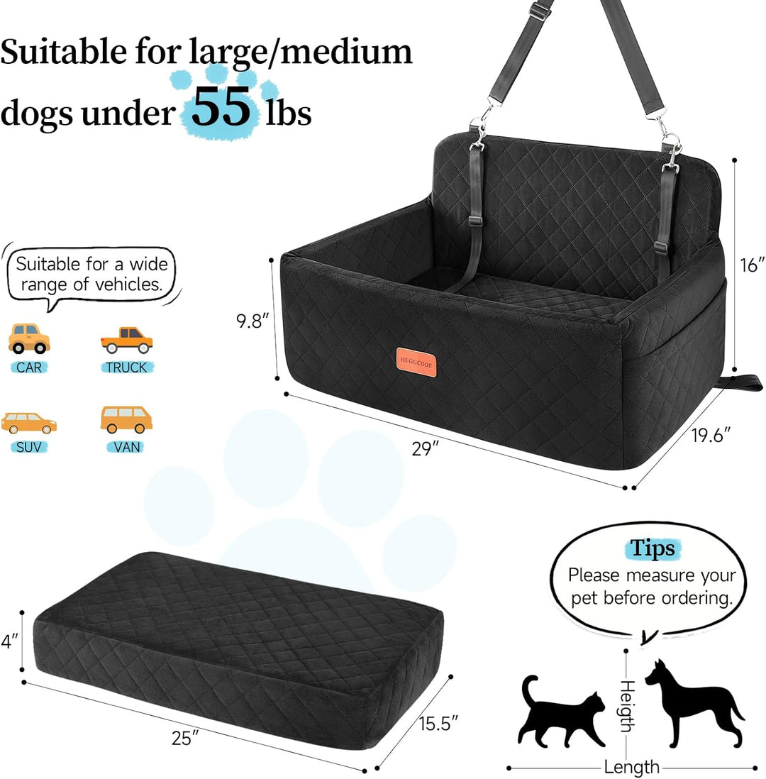 Hundeauto-Sitz für grosse und mittlere Hunde und Sitzerhöhung für kleine Hunde, abnehmbarer und wasc