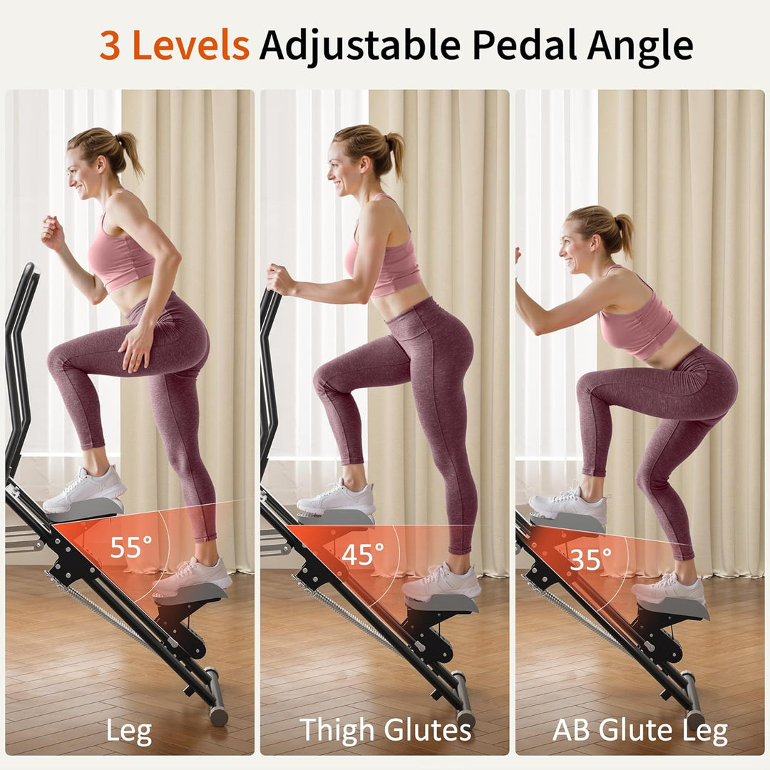 MOMODA Treppenstepper Klettertrainer mit Reistance für Zuhause Cardi Übung faltbar grau Weiss/opulen