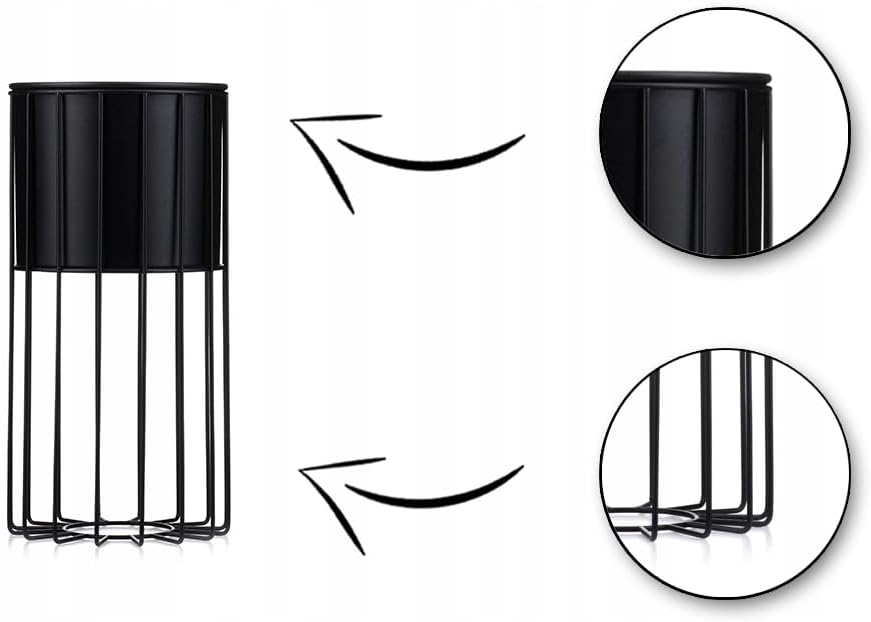 Moderne Blumenständer Metall 42 cm Hoch mit Schwarz Blumentopf Rund 19 cm Ø auf Robuste Ständer - Pf