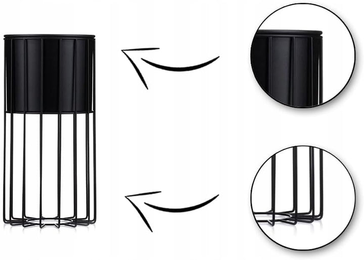 Moderne Blumenständer Metall 42 cm Hoch mit Schwarz Blumentopf Rund 19 cm Ø auf Robuste Ständer - Pf