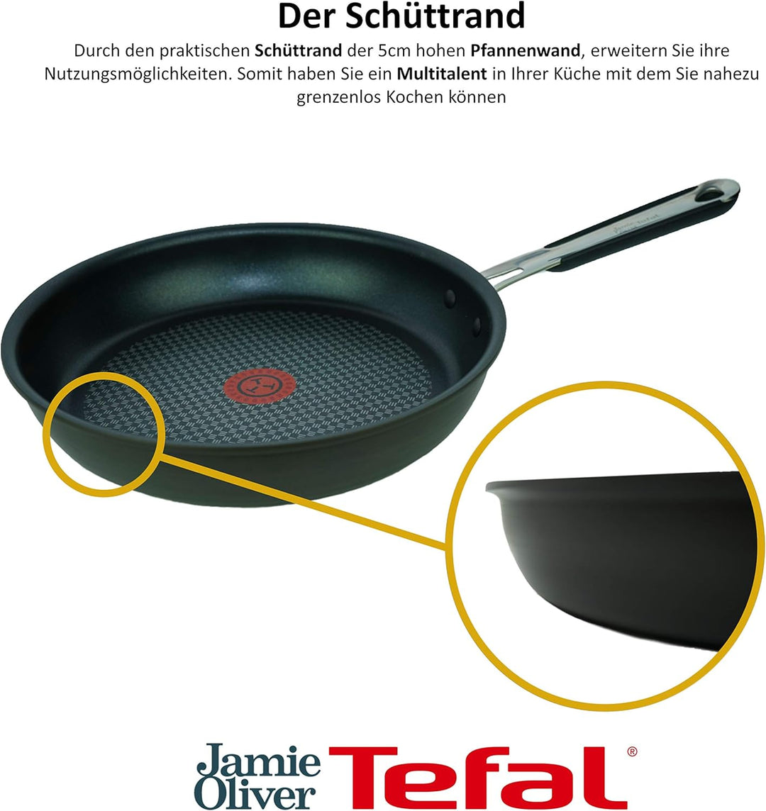 Tefal E85710 Jamie Oliver Pfannenset 2-tlg, Bratpfanne 24 und 28 cm, Induktion Pfannen mit Antihaftb