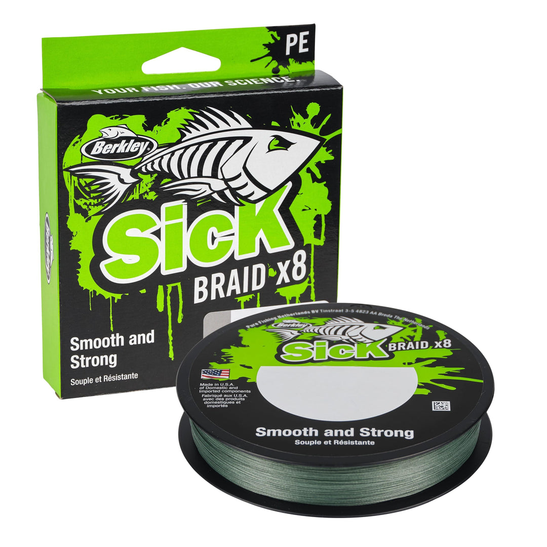 Berkley Sick Braid – 8-fach geflochtene Angelschnur, super glattes 8-fach Multifaden PE Raubfischgef