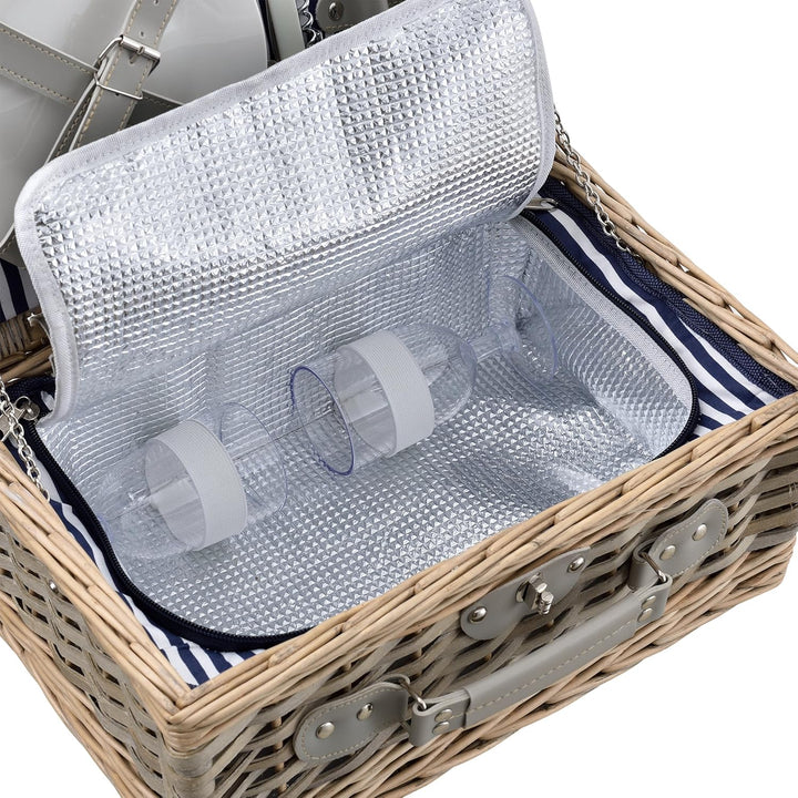 casa.pro Picknickkorb für 2 Personen Picknick-Set mit Kühltasche inkl. Geschirr Besteck Korkenzieher