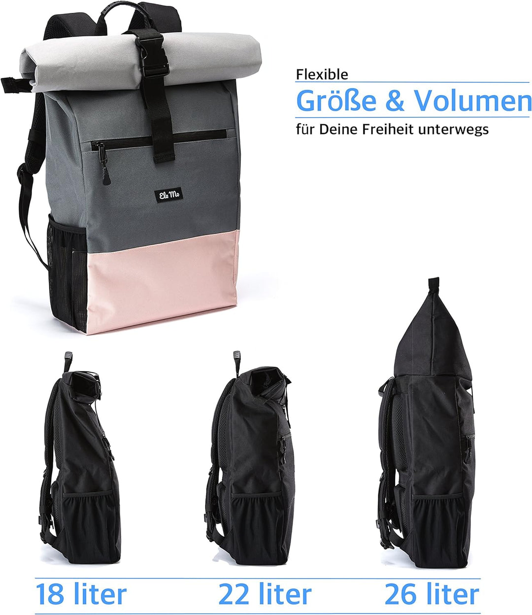 Ela Mo’s Rucksack Damen | Schön und Durchdacht | für Uni Reisen Freizeit Job | mit Laptopfach & Anti