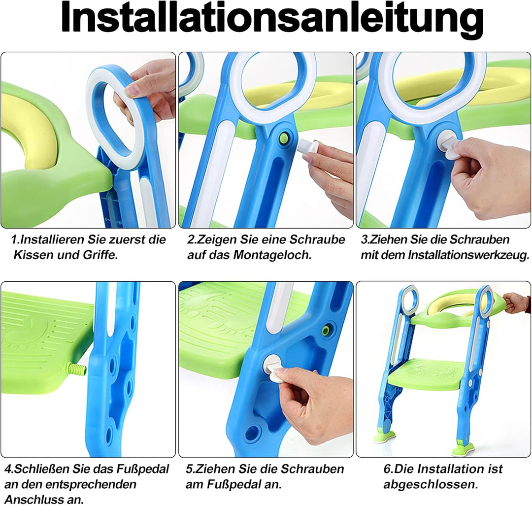 XMTECH Kinder Toilettentrainer Toilettensitz mit Treppe Faltbar Töpfchentrainer WC Trainer Höhenvers