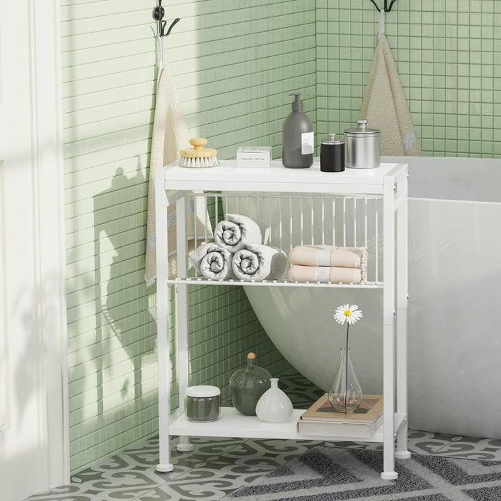 Schmaler Beistelltisch, 3 Ablagen Nachttisch Schmal mit Zeitschriftenhalter, Sofa beistelltisch, Cou