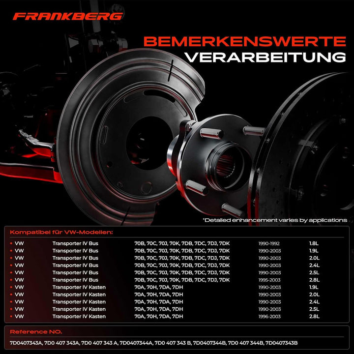 Frankberg 2x Deckblech Spritzblech Ankerblech Bremsscheibe Vorne Links Rechts für Transporter 4 Bus