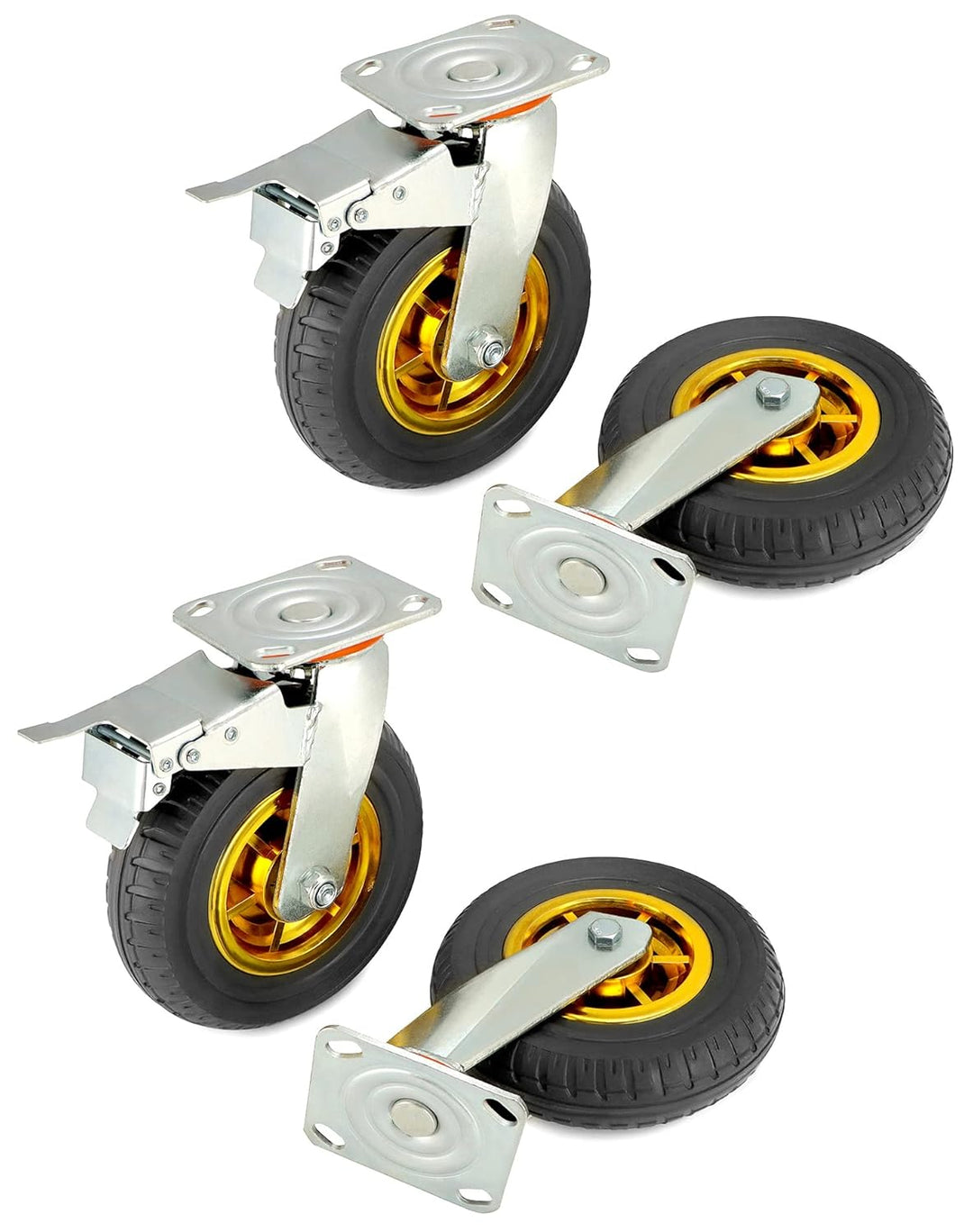 QWORK® 4 Stück 200mm schwerlastrollen - bis 280 kg pro rolle - stossdämpfung lenkrollen für möbeltra