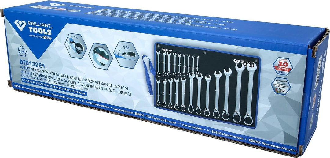 KS TOOLS Ratschenringschlüssel-Satz, 21-tlg, umschaltbar, 6 - 32 mm 21-tlg. Satz, 21-tlg. Satz