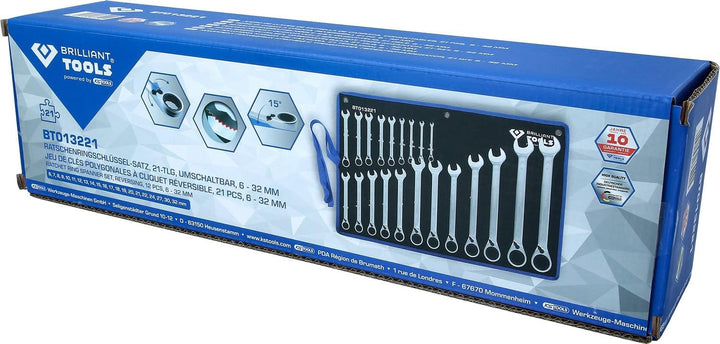 KS TOOLS Ratschenringschlüssel-Satz, 21-tlg, umschaltbar, 6 - 32 mm 21-tlg. Satz, 21-tlg. Satz