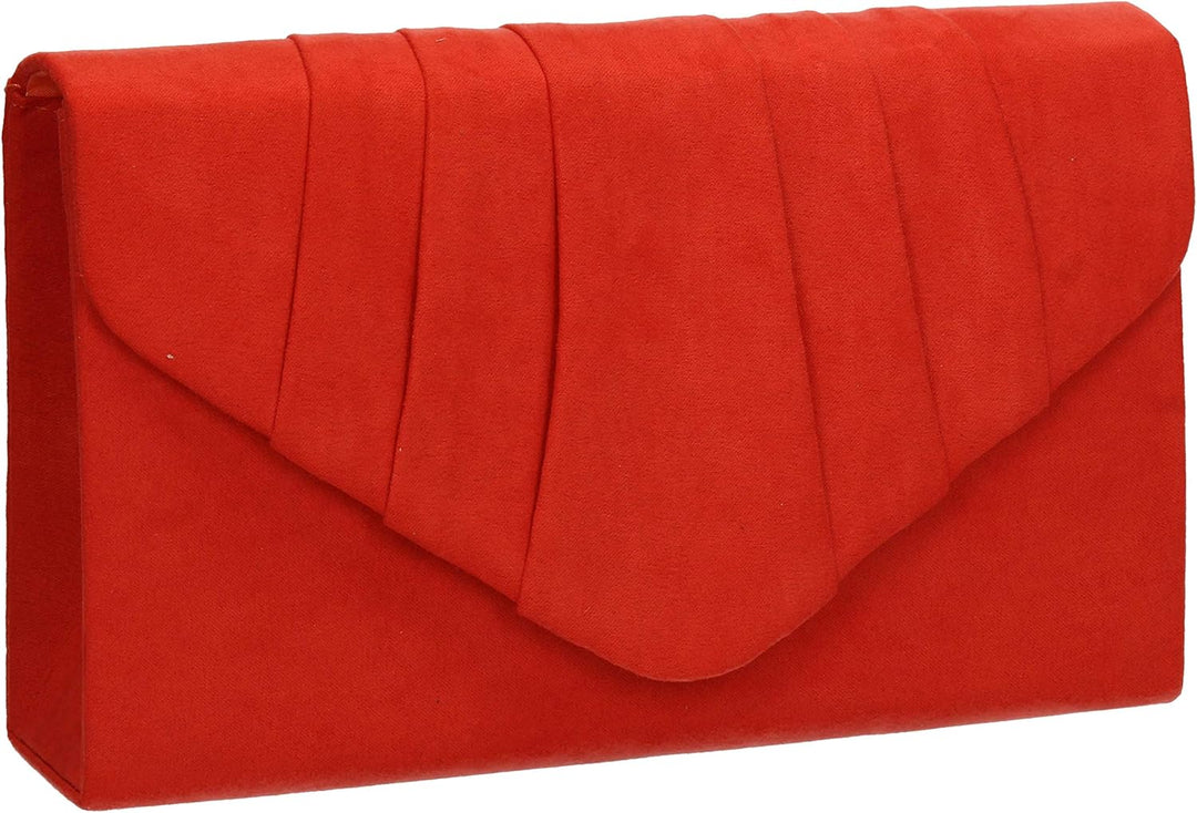 SwankySwans Iggy Suede Velvet Envelope Party Prom Clutch Bag Tasche Orange (Scarlet 03), Orange (Sca
