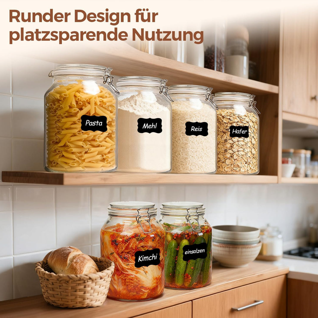 ComSaf 2er-Set Glasbehälter à 4l mit Deckeln 4100ml 4100ml*2, 4100ml x 2 Stück