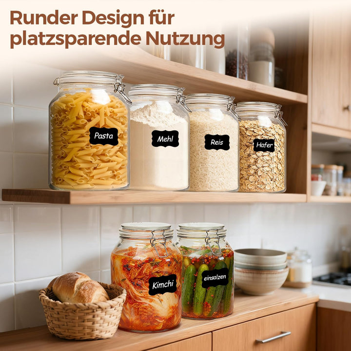 ComSaf 2er-Set Glasbehälter à 4l mit Deckeln 4100ml 4100ml*2, 4100ml x 2 Stück