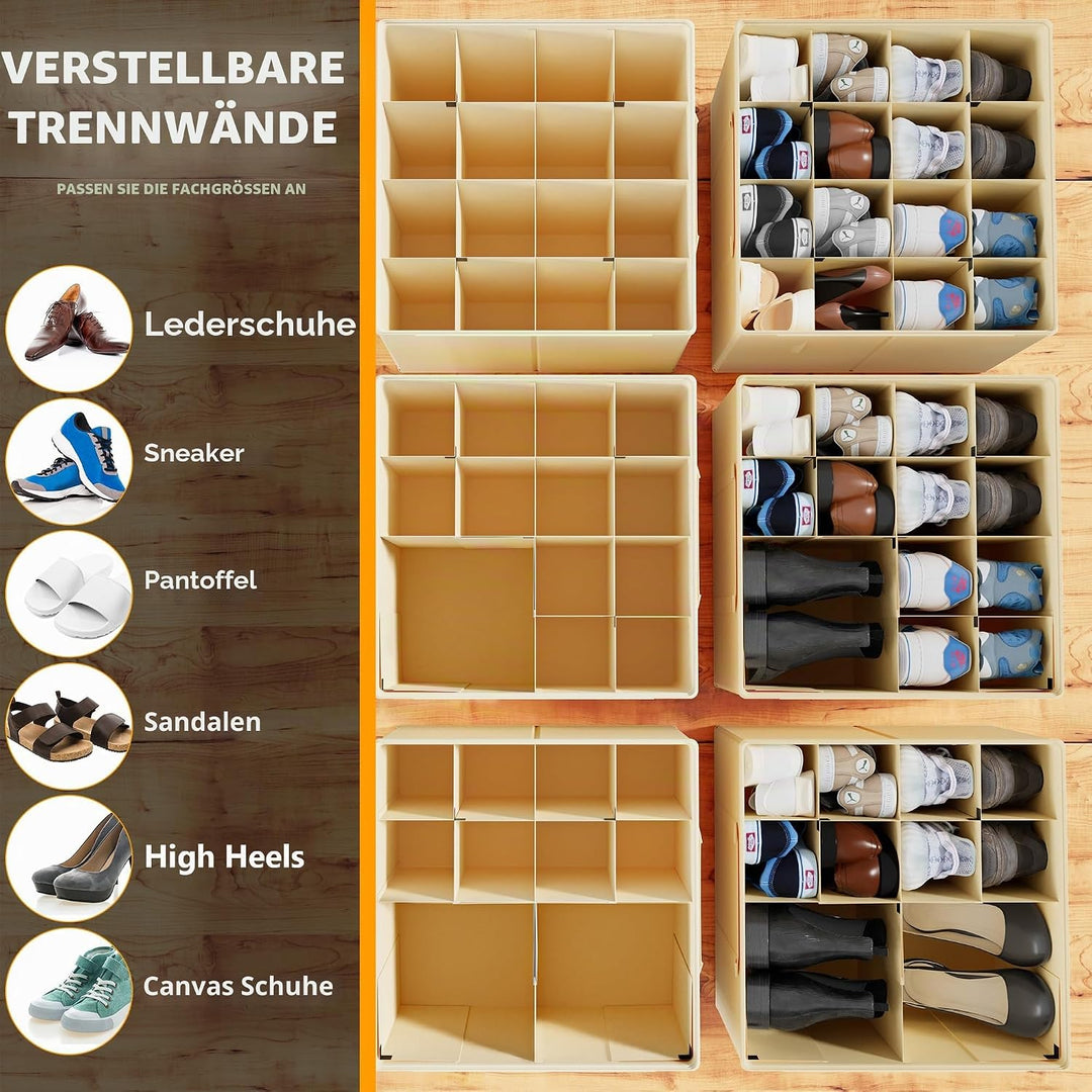 SpaceAid, Schuhorganizer für den Schrank, 2er-Pack faltbare Schuhaufbewahrungsboxen, Körbe mit verst