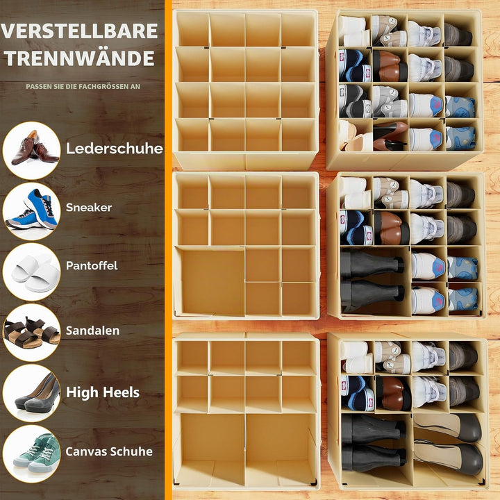 SpaceAid, Schuhorganizer für den Schrank, 2er-Pack faltbare Schuhaufbewahrungsboxen, Körbe mit verst