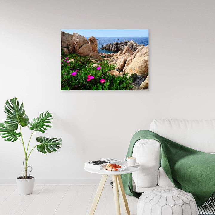 Feeby Bild auf Leinwand Landschaft Kunstdruck modern Meer Beige 80x60 cm