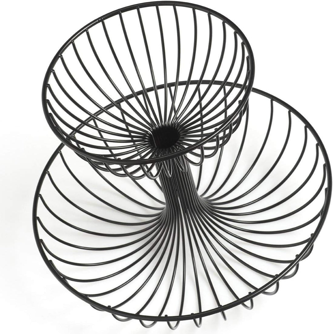 Zeller 27415 Obst-Etagere, 2-lagig, Metall, schwarz, ca. Ø 32 x 25,8 cm, Obstschale, Etagere, Aufbew