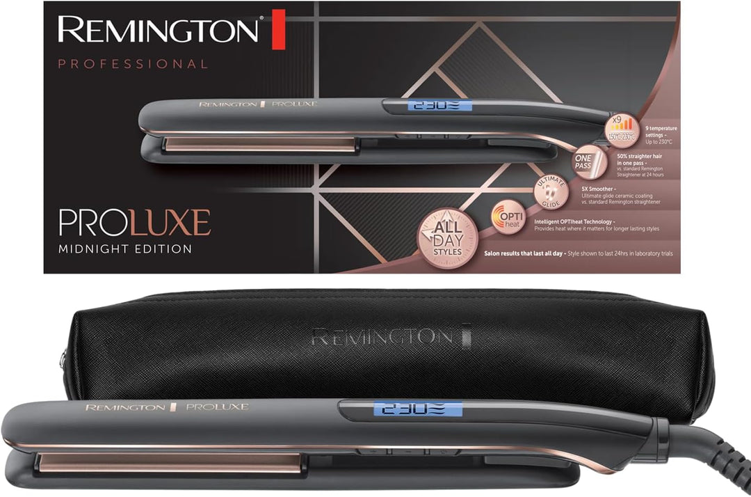 Remington Glätteisen [schmale, 110mm lange Keramikstylingplatten] PROluxe Midnight (OPTIheat Technol