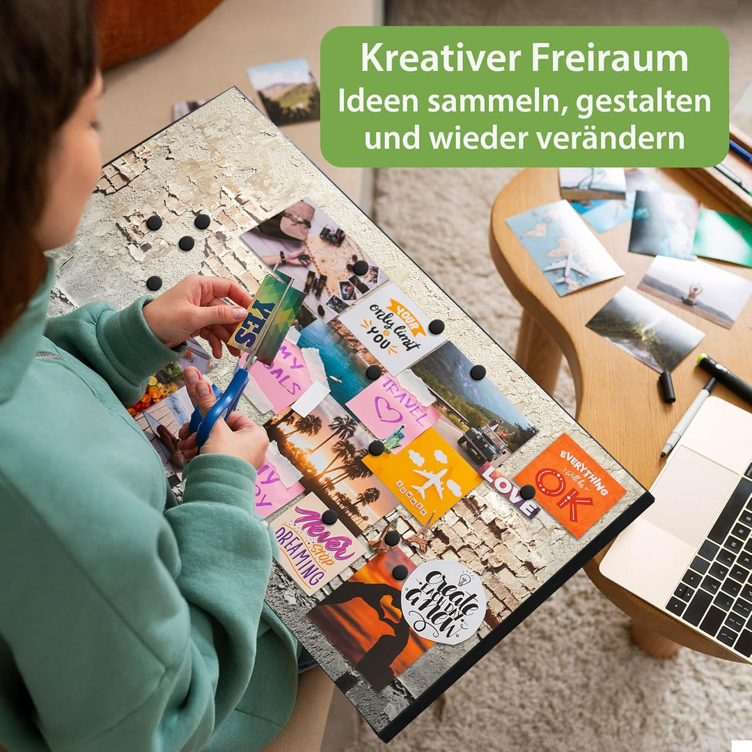 banjado Magnettafel schwarz 78 x 37cm / Magnetwand Metall/Magnetpinnwand als Memoboard/Pinnwand Magn