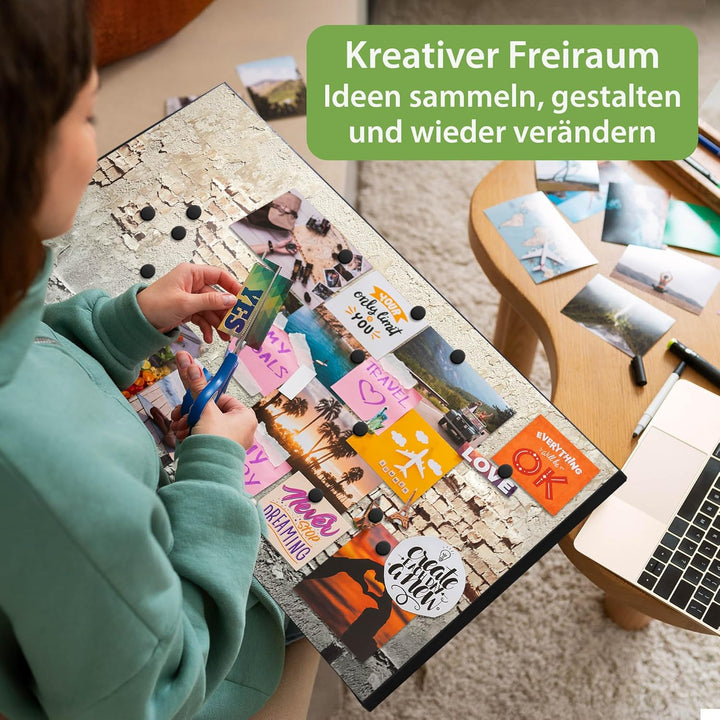 banjado Magnettafel schwarz 78 x 37cm / Magnetwand Metall/Magnetpinnwand als Memoboard/Pinnwand Magn
