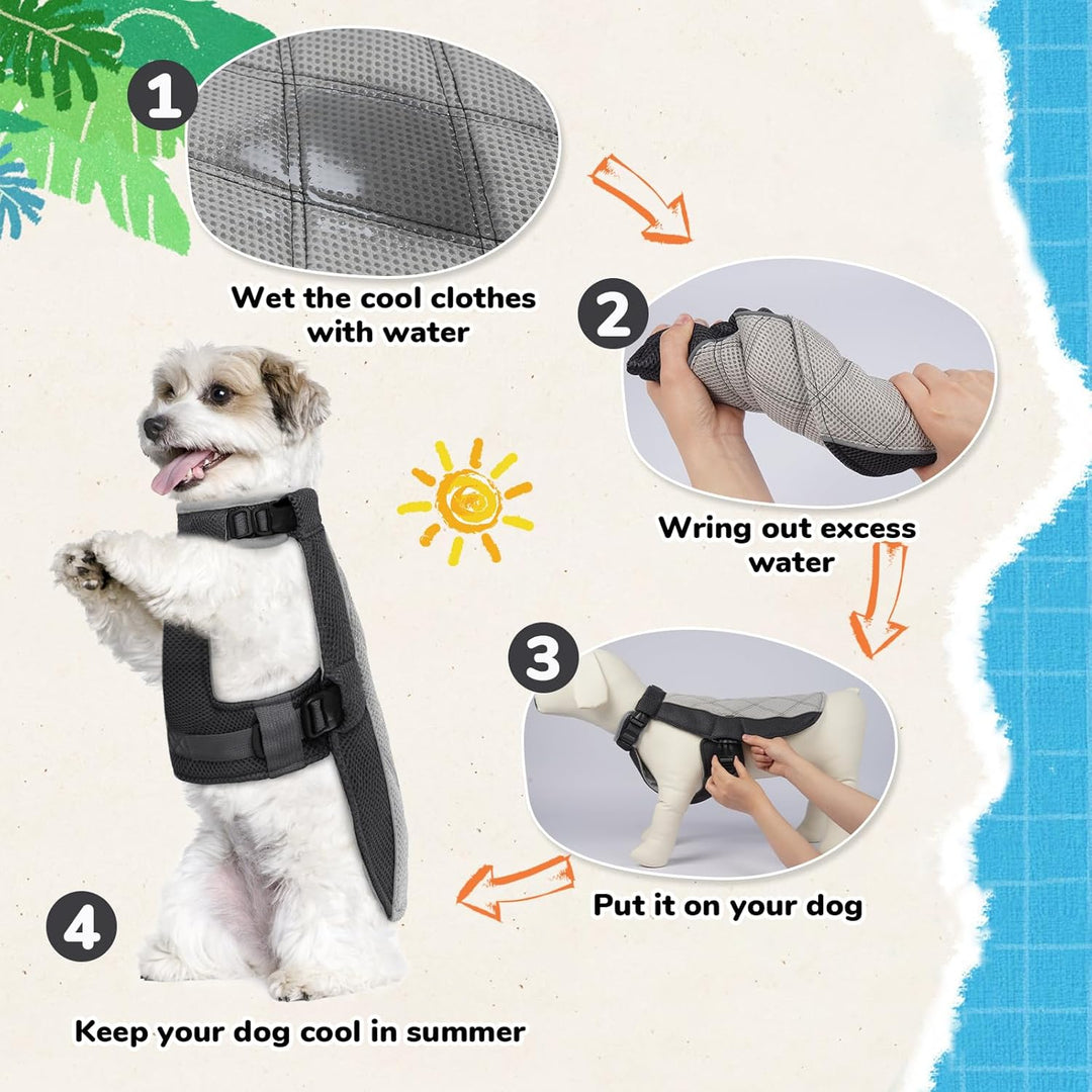 Kühlweste Hund, Sommer Kühlgeschirr für Hunde mit D-Ringe, Sonnenschutz Hund Kühlmantel, Kühlendes H