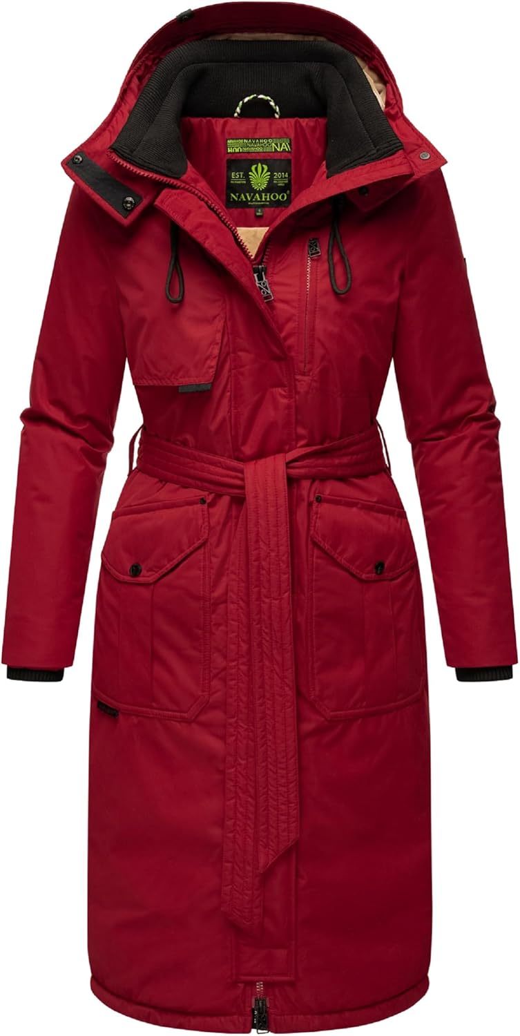 Navahoo Damen Wintermantel Warmer Parka lang mit hohem Kragen und weicher Kapuze Hokulanii XS-XXL XL