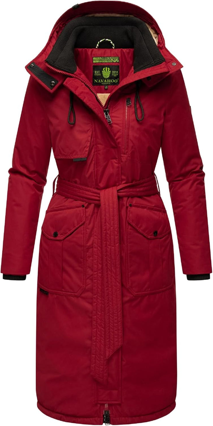 Navahoo Damen Wintermantel Warmer Parka lang mit hohem Kragen und weicher Kapuze Hokulanii XS-XXL L