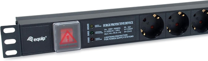 Equip 333317 Deutscher Stromverteiler mit 6 Steckdosen, mit Überspannungsschutz, integriertem Netzfi