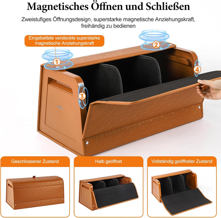 Ergocar Kofferraum-Organizer aus Leder, Aufbewahrungsbox für sauberes Werkzeug, Zubehör, faltbarer,