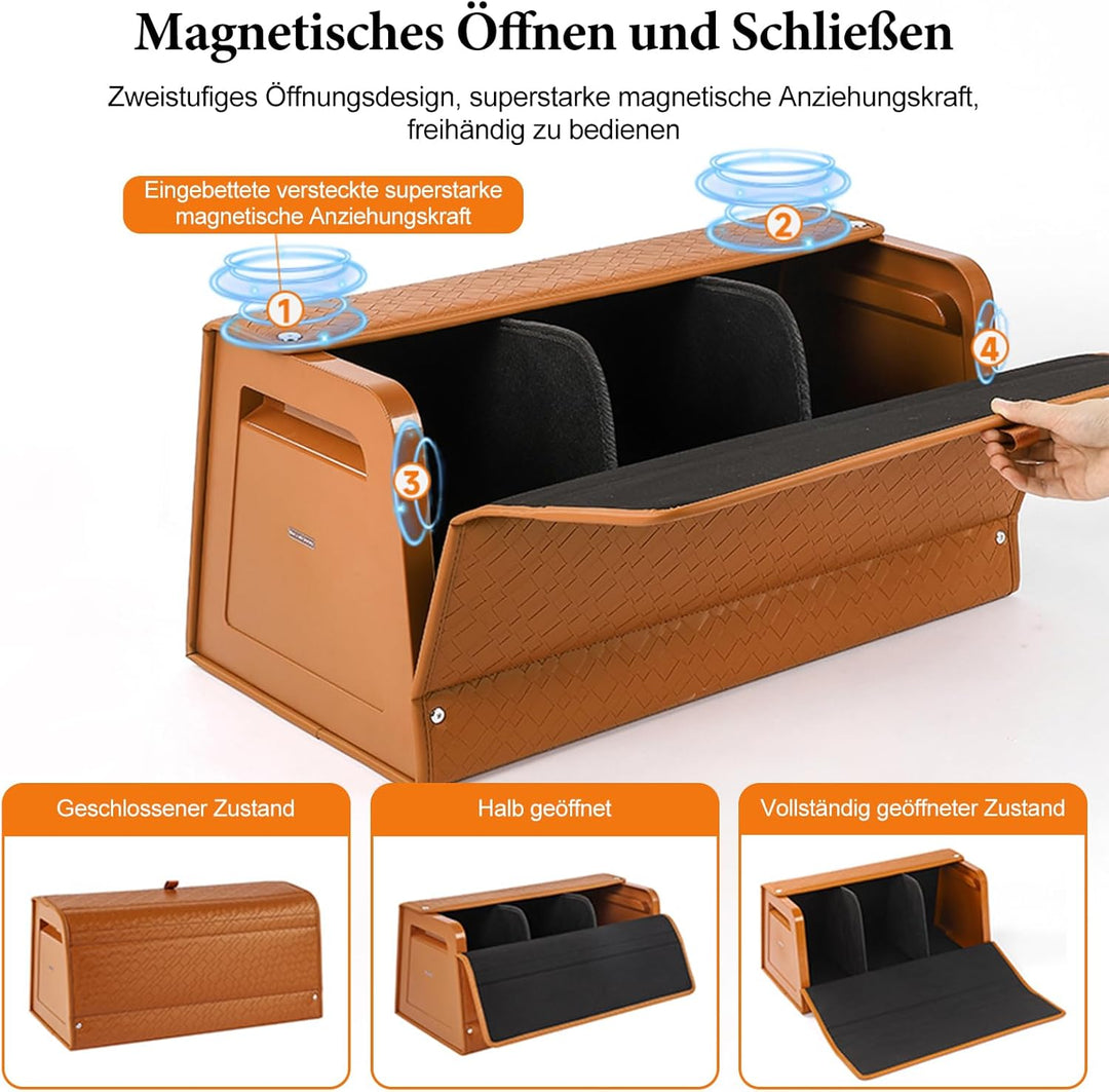 Ergocar Kofferraum-Organizer aus Leder, Aufbewahrungsbox für sauberes Werkzeug, Zubehör, faltbarer,