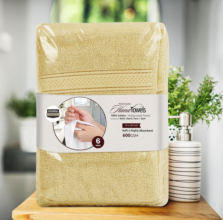 Utopia Towels Handtücher, Baumwolle, 600 g/m², 6 Stück Beige, Beige