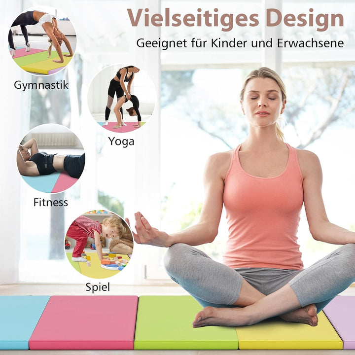 COSTWAY Turnmatte klappbar, 200 x 75cm Weichbodenmatte, Gymnastikmatte 5 fach faltbar mit Tragegriff